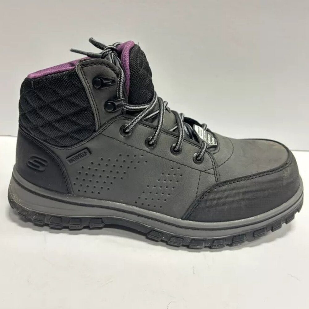 Skechers Gray and Purple Combat Moto Boots